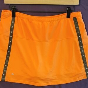Vibrant Orange Mini Skirt with Edgy Black Detailing